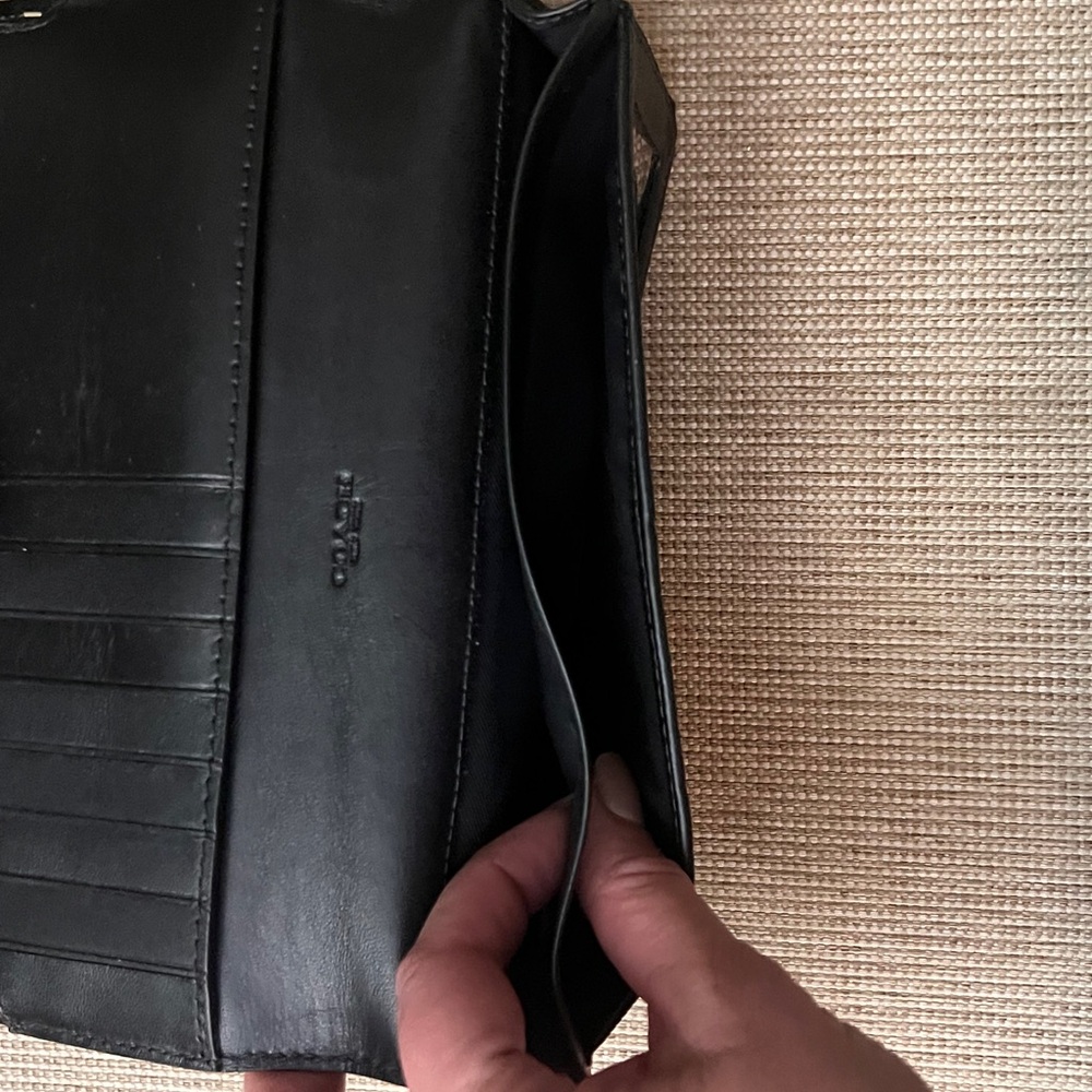 Coach Black Leather Wallet with Gold Accent - Picture 13 of 15